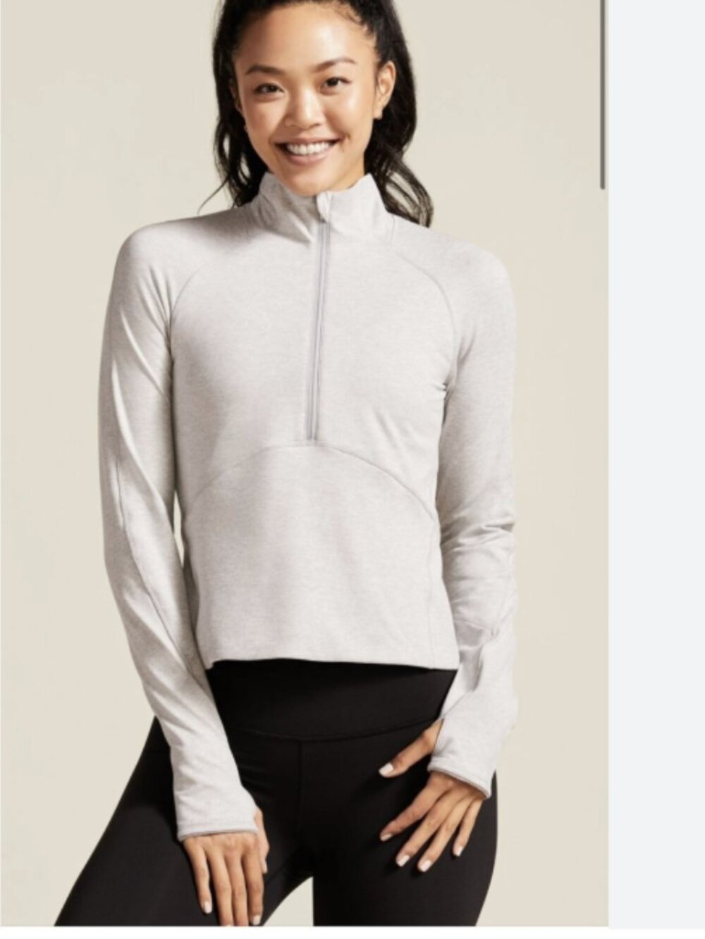 Lululemon Always Alert 1/2 Zip Light Gray cropped Pullover Sweatshirt Peloton 8